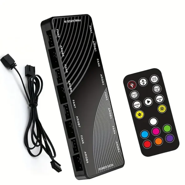 ARGB And PWM Fan Hub Controller Magnetic Backplane Splitter with Remote Control