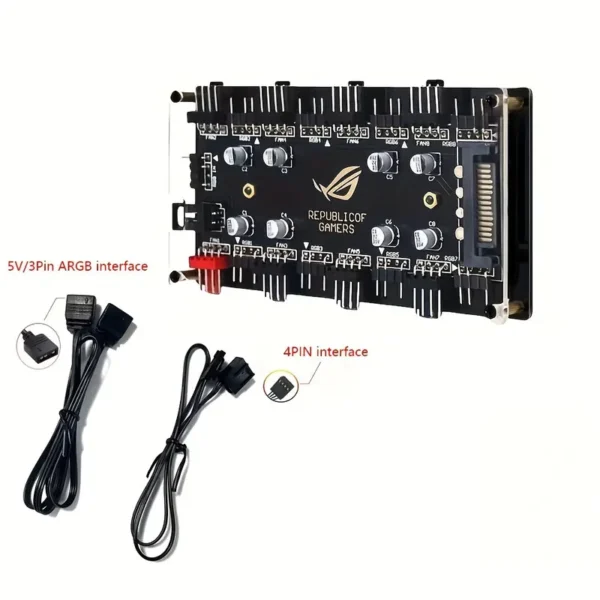 2-in-1 Fan Hub Controller with ARGB+PWM Light Sync - Image 3